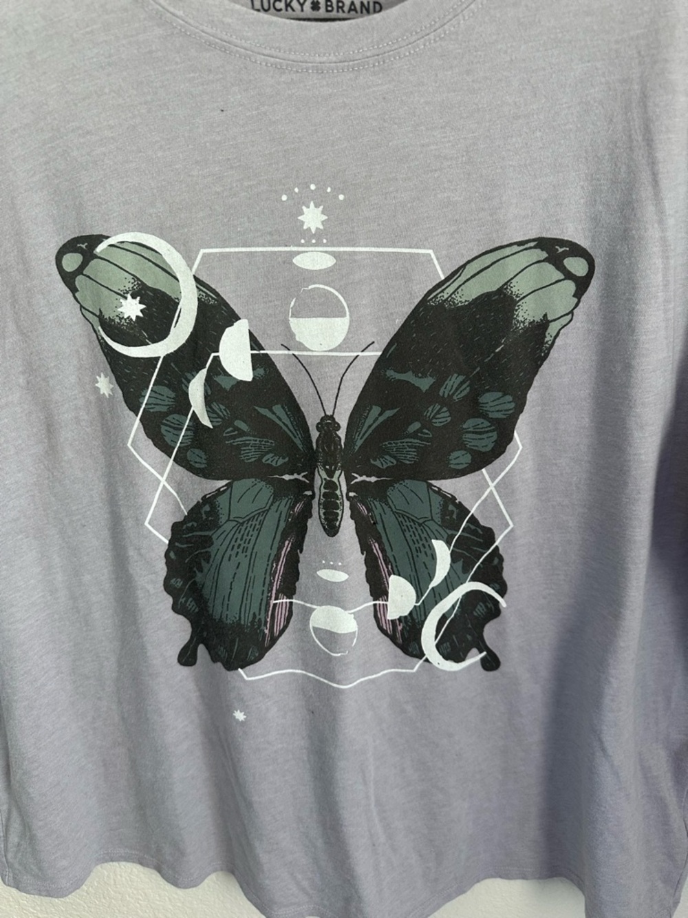 Lucky Brand Lavender Graphic Butterfly Tee